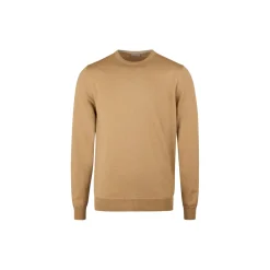 Sweater Knitted Crew Neck With Patch Merino Wool, beige