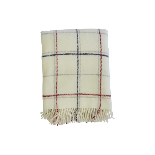 Tartan plaid, off-white/red stripe