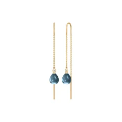 Tasha Chain Øreringe, gold/london blue