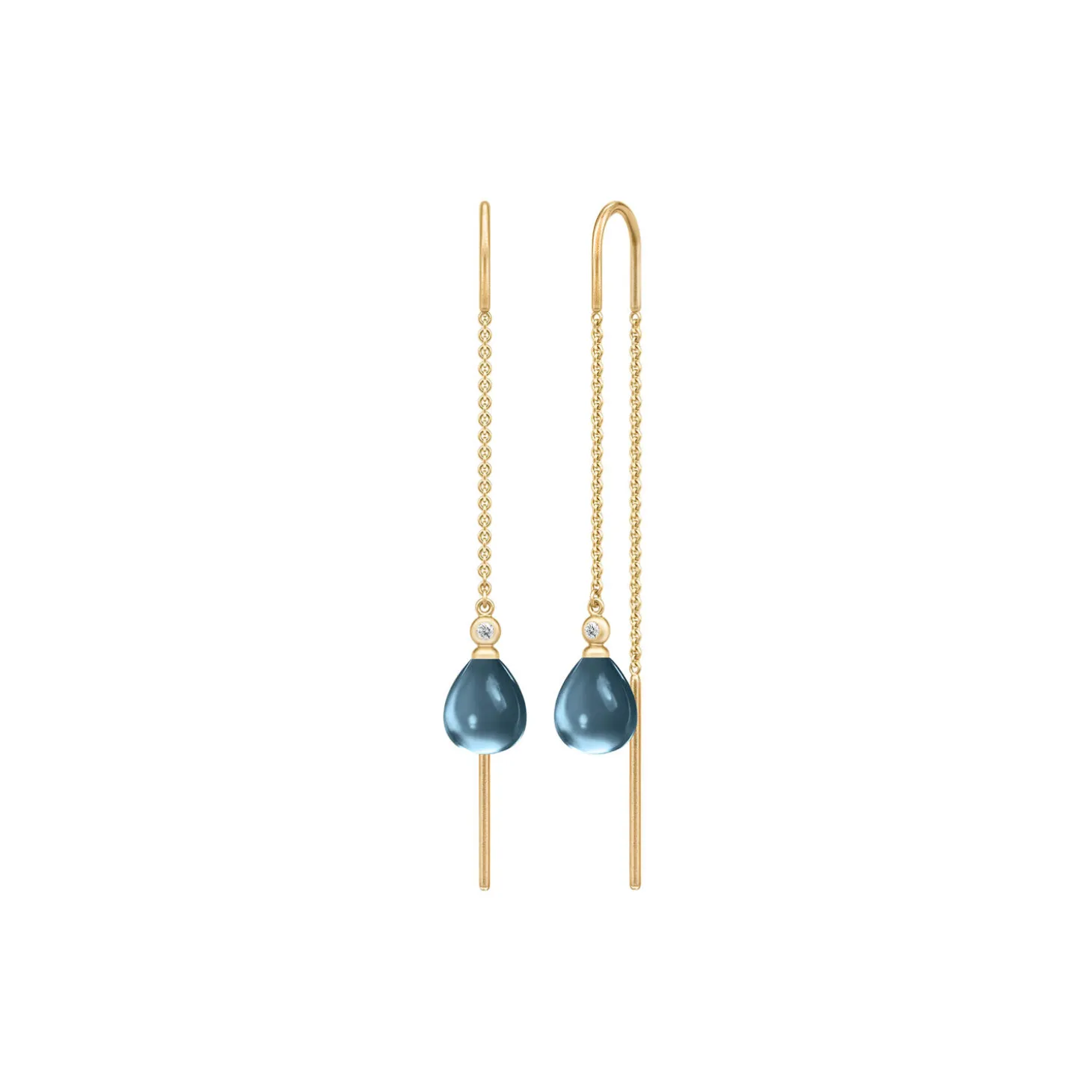 Tasha Chain Øreringe, gold/london blue