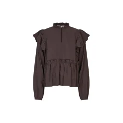 Terra Frill Blouse, chocolate plum