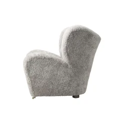 The Tired Man Lounge Chair & Ottoman, dark stained oak/green tea