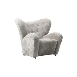 The Tired Man Lounge Chair & Ottoman, dark stained oak/green tea