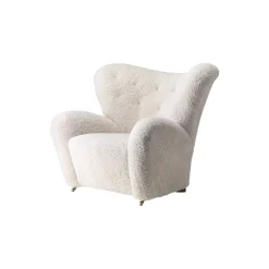 The Tired Man Lounge Chair & Ottoman, dark stained oak/moonlight