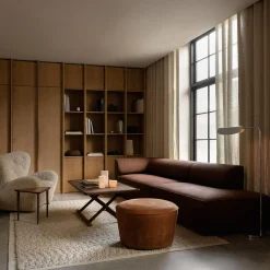 The Tired Man Lounge Chair & Ottoman, dark stained oak/moonlight