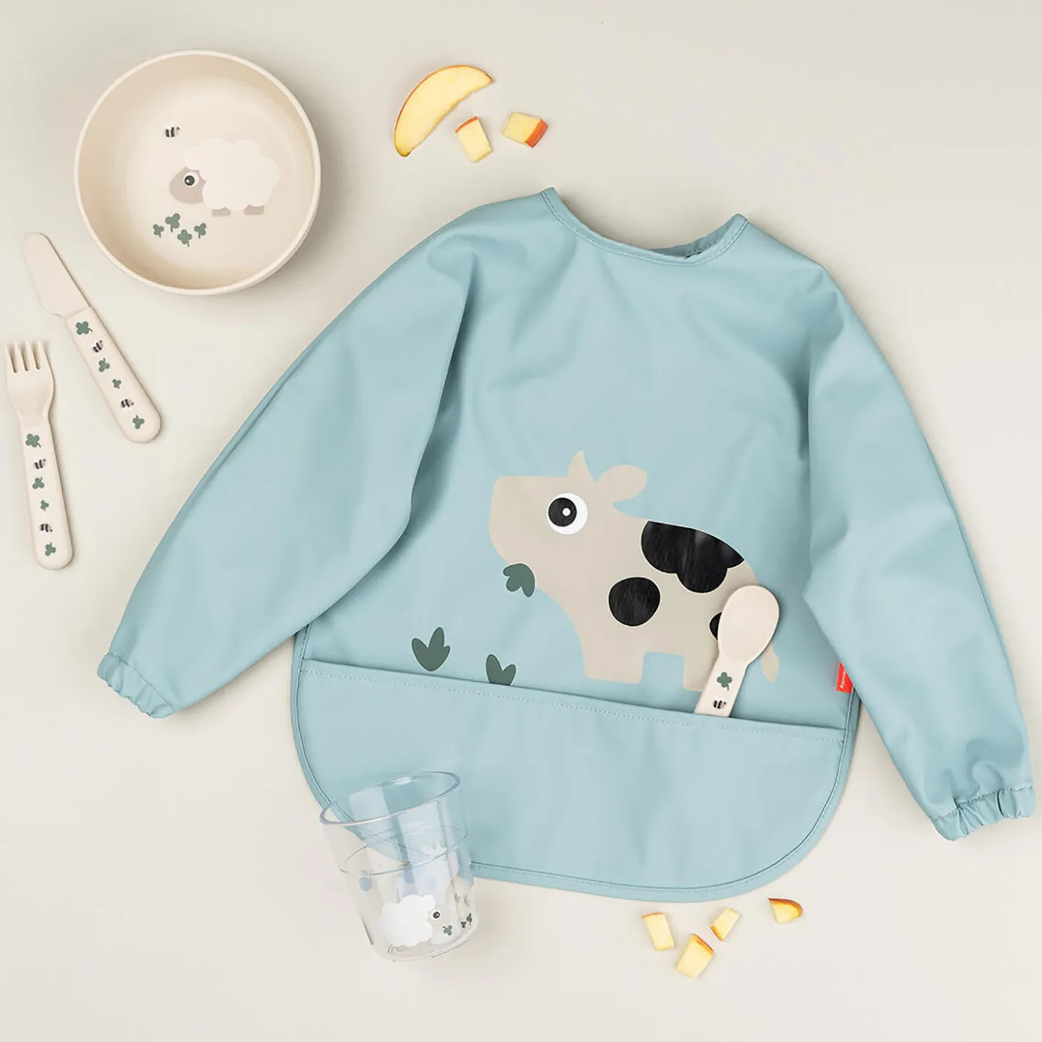 Tiny Farm hagesmæk med ærmer og lomme, blue