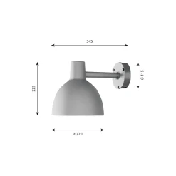 Toldbod 220 væglampe, aluminium