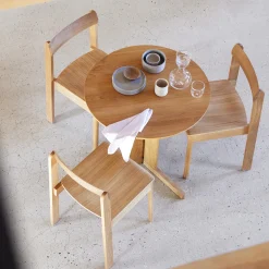 Trefoil Round Table, oiled oak