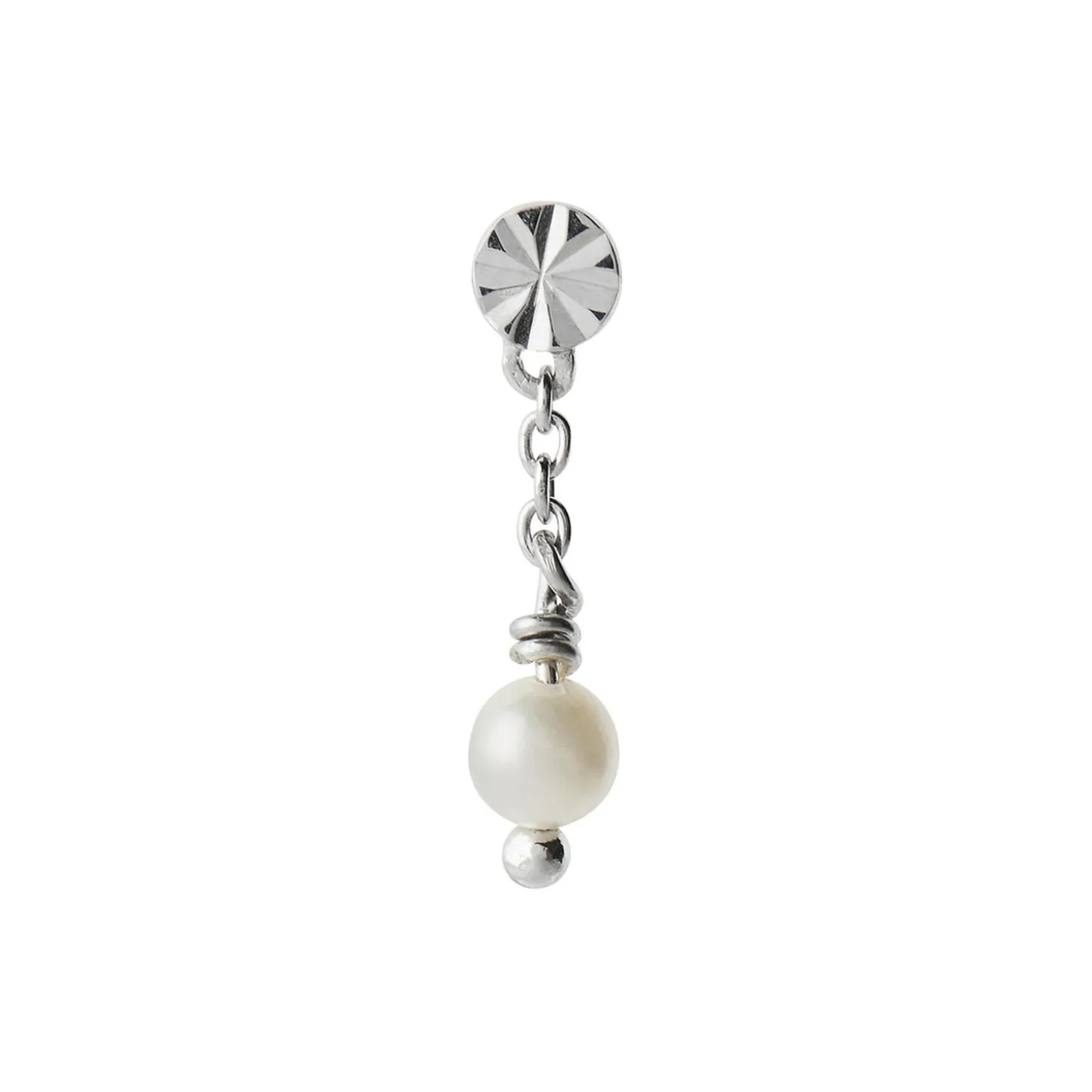 Tres Petit Etoile Earring With Pearl Single, silver
