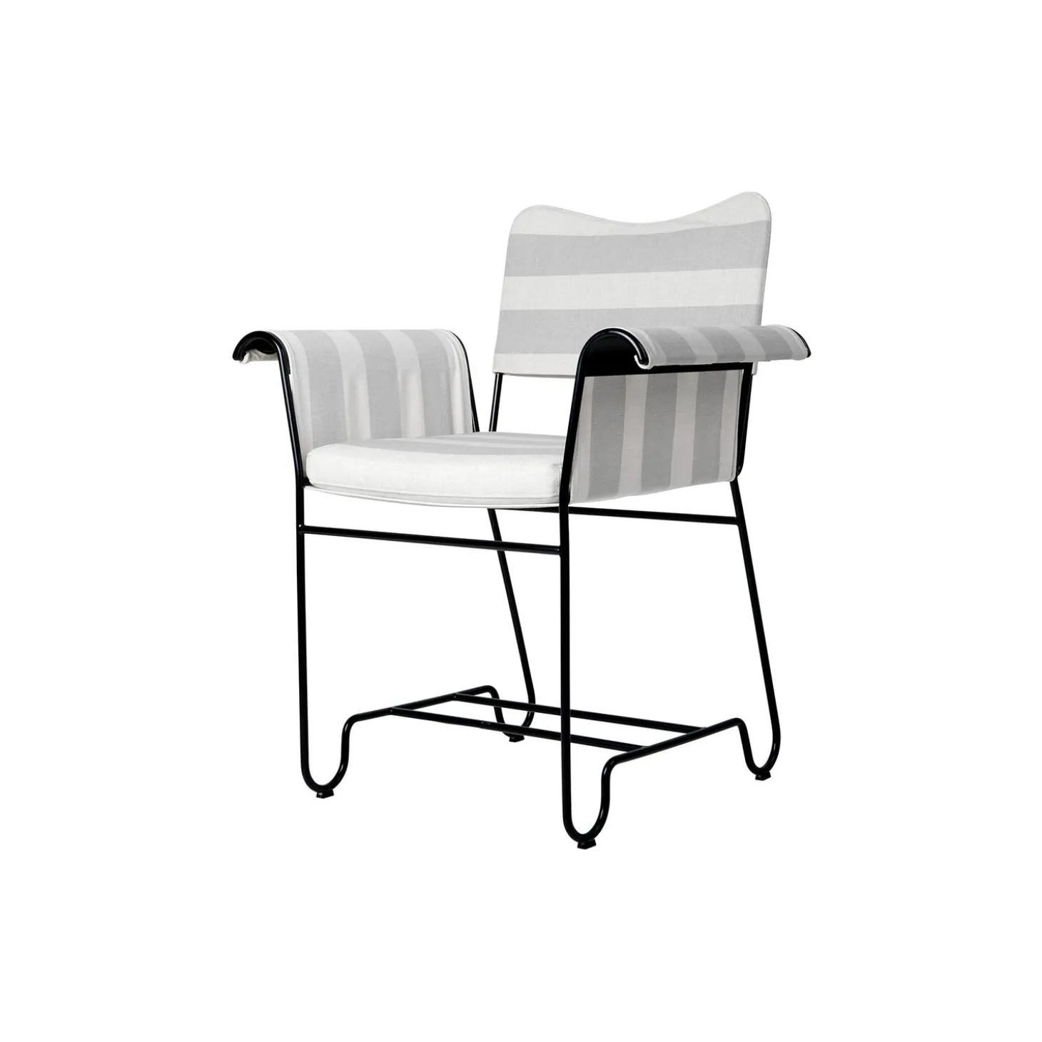 Tropique Dining Chair without Fringes, Leslie Stripe Limonta 20/classic black