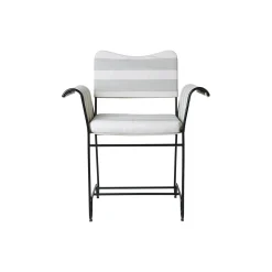 Tropique Dining Chair without Fringes, Leslie Stripe Limonta 20/classic black