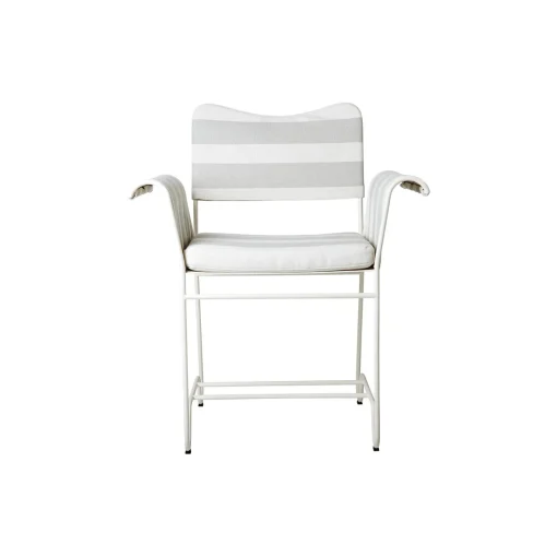 Tropique Dining Chair without Fringes, Leslie Stripe Limonta 20/classic white semi matt