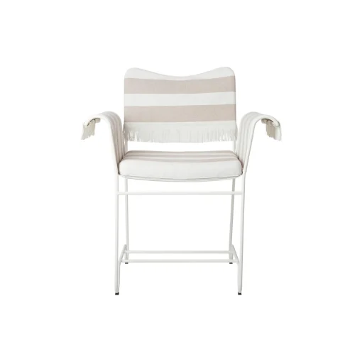 Tropique Dining Chair with Fringes, Leslie Stripe Limonta 40/classic white semi matt