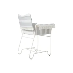 Tropique Dining Chair with Fringes, Leslie Stripe Limonta 20/classic white semi matt