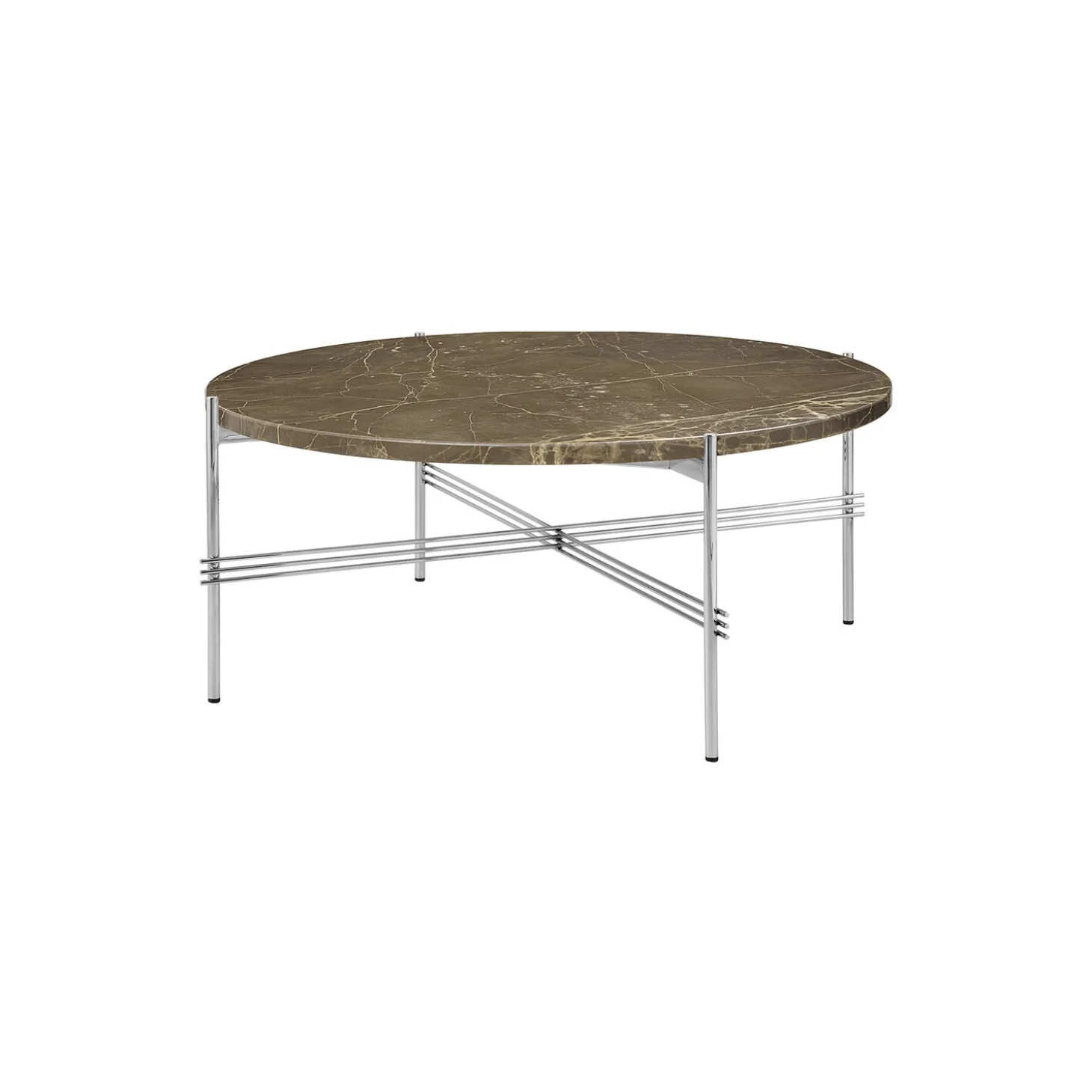 TS Coffee Table Ø80, brown emperador marble/steel