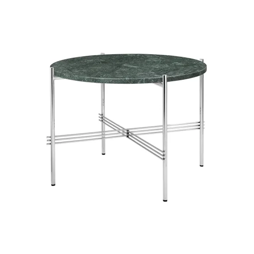 TS Coffee Table Ø55, green guatemala marble/steel