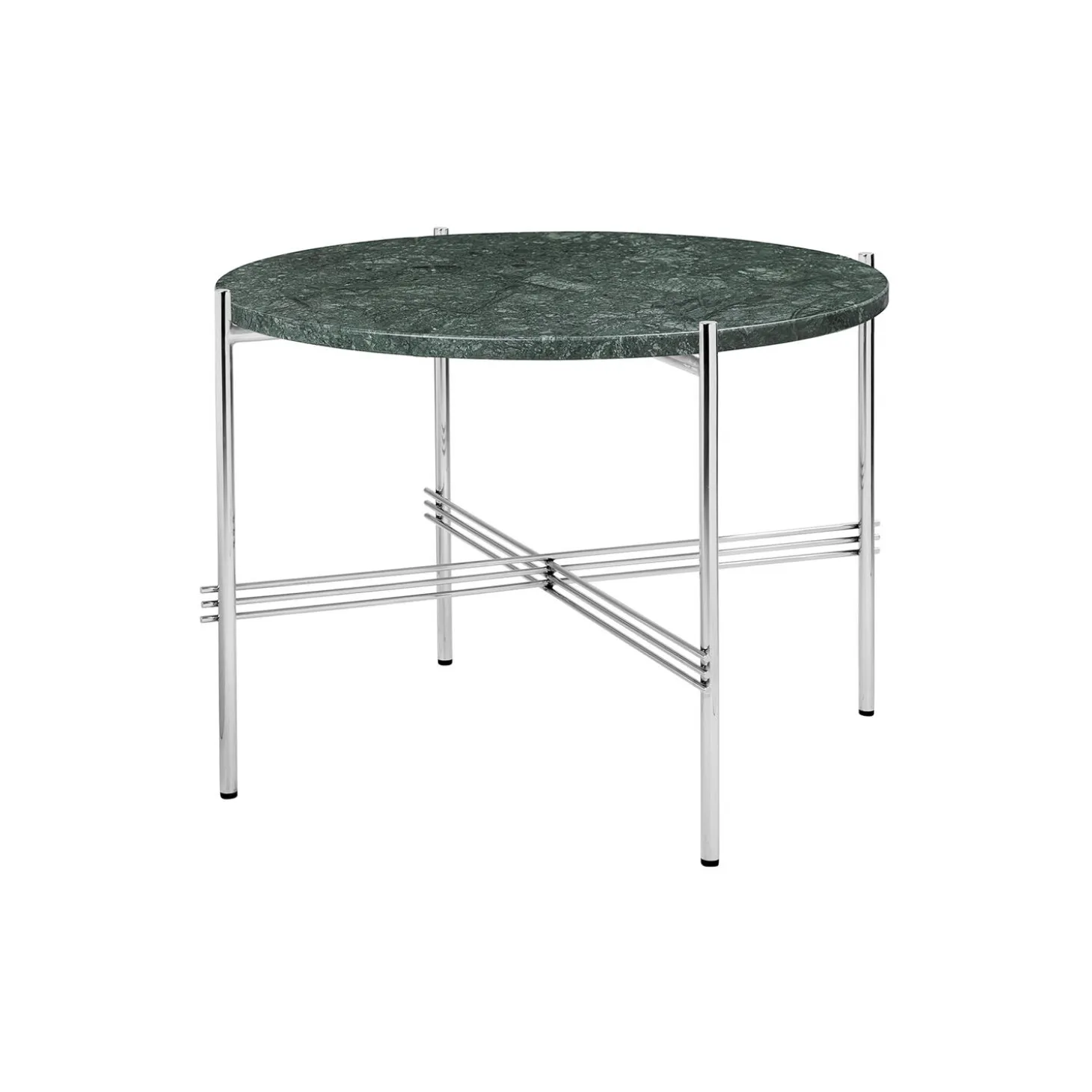 TS Coffee Table Ø55, green guatemala marble/steel