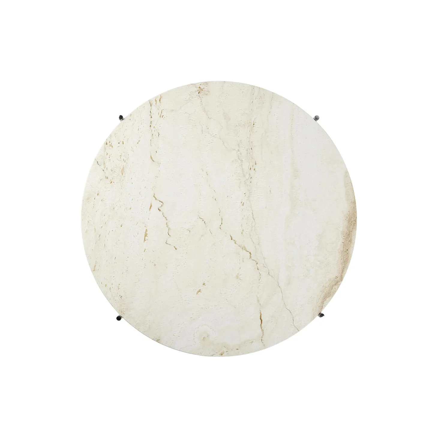 TS Coffee Table Ø80, neutral white travertine/steel