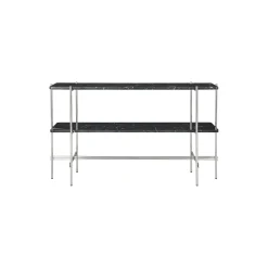 TS Console with 2 Racks, black marquina marble/steel