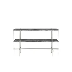TS Console with 2 Racks, grey emperador marble/steel
