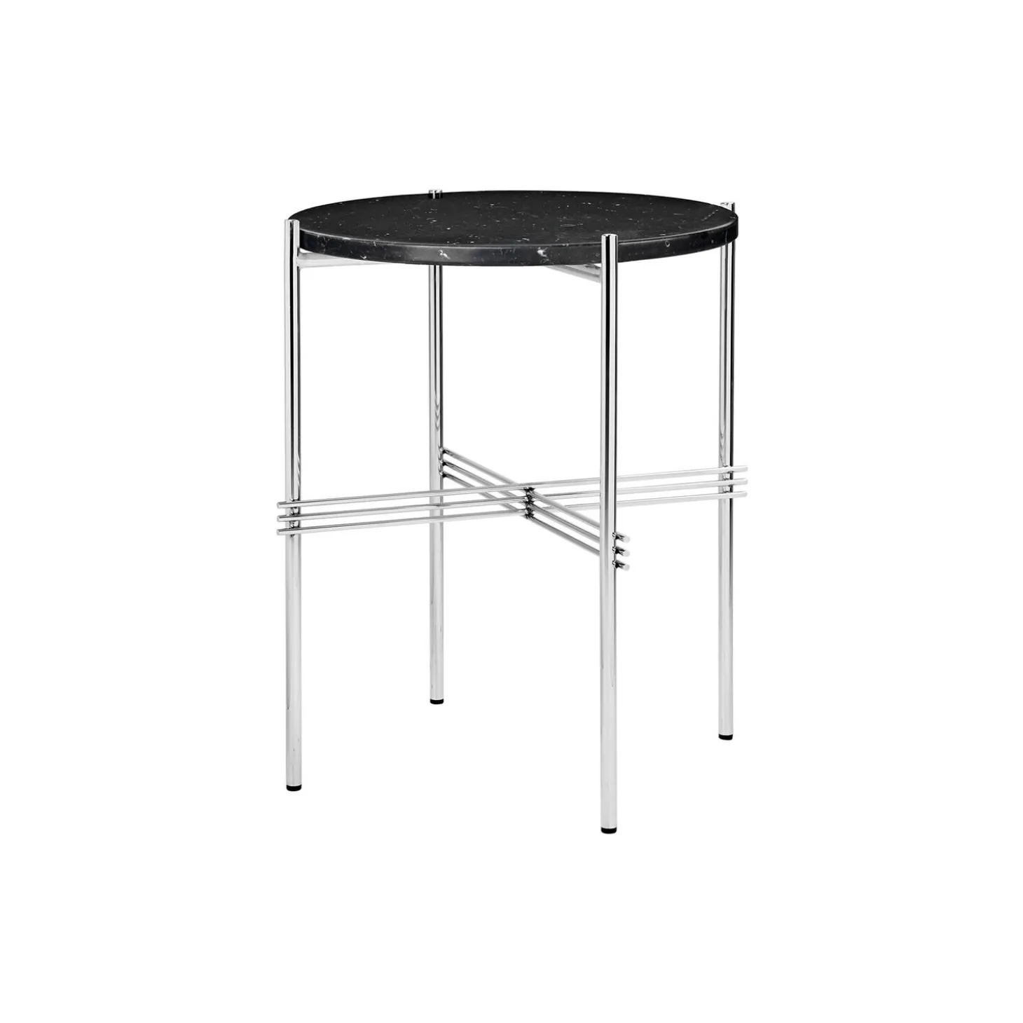 TS Side Table Round, black marquina marble/steel