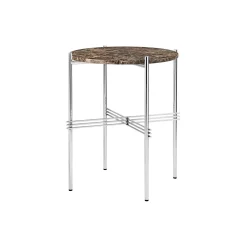 TS Side Table Round, brown emperador marble/steel