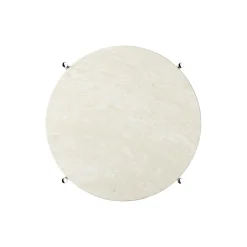 TS Side Table Round, neutral white travertine/steel