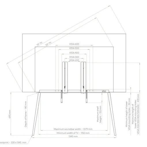 TV-stativ XL 55''-77'', oak