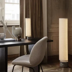 Unbound Table Lamp, grey marble/canvas