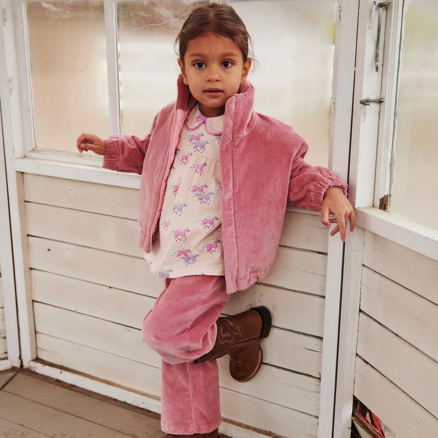 Unicorn Blouse w. Collar, unicorn comb.