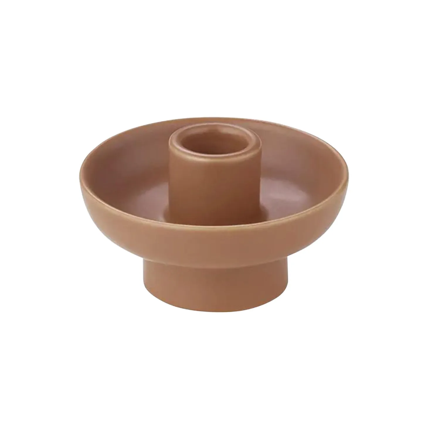 VELA Rund Lysestage S, amber brown