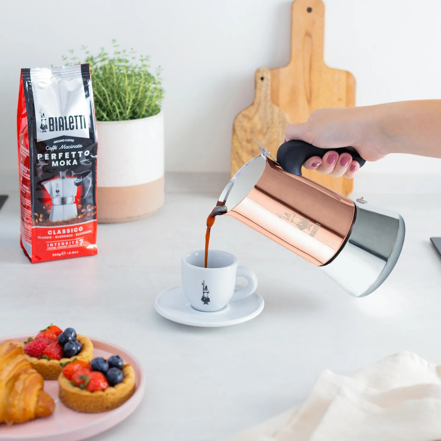 Venus espressokande 4 kopper, kobber