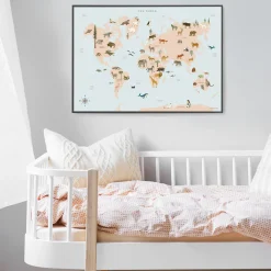 Verdenskort med dyr plakat