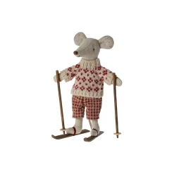 Vintermus med ski, mor