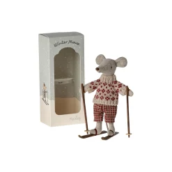 Vintermus med ski, mor