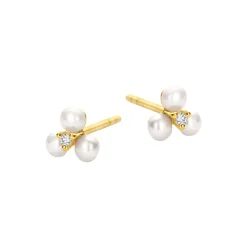 VIOLA ØRERINGE, guld/diamant/ferskvandsperler