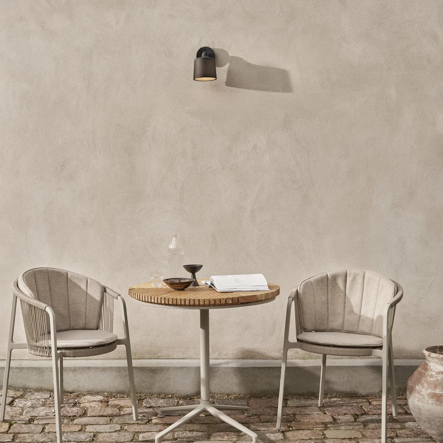 Vipp717 Open-Air Café Table, teak/light grey