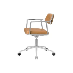 VIPP453 Swivel+ Chair with Castors, camel/polished aluminium