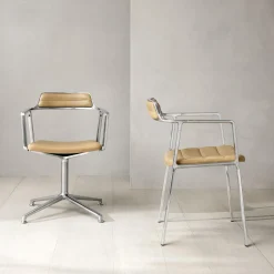 VIPP452 Swivel Chair with Gliders, sand/polished aluminium
