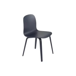 Visu Chair with Wood Base, midnight blue