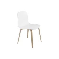 Visu Chair with Wood Base, white/oak