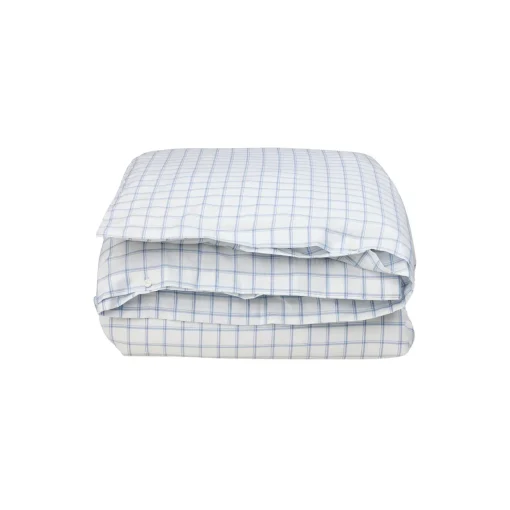 White/Blue Check Lyocell/Cotton Oxford Bed Set, white/blue
