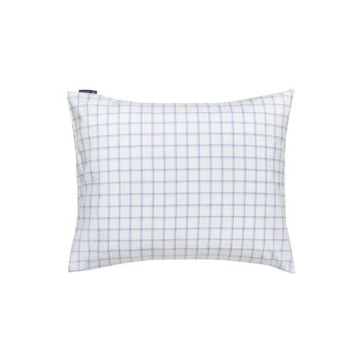 White/Blue Check Lyocell/Cotton Oxford Pillowcase, white/blue