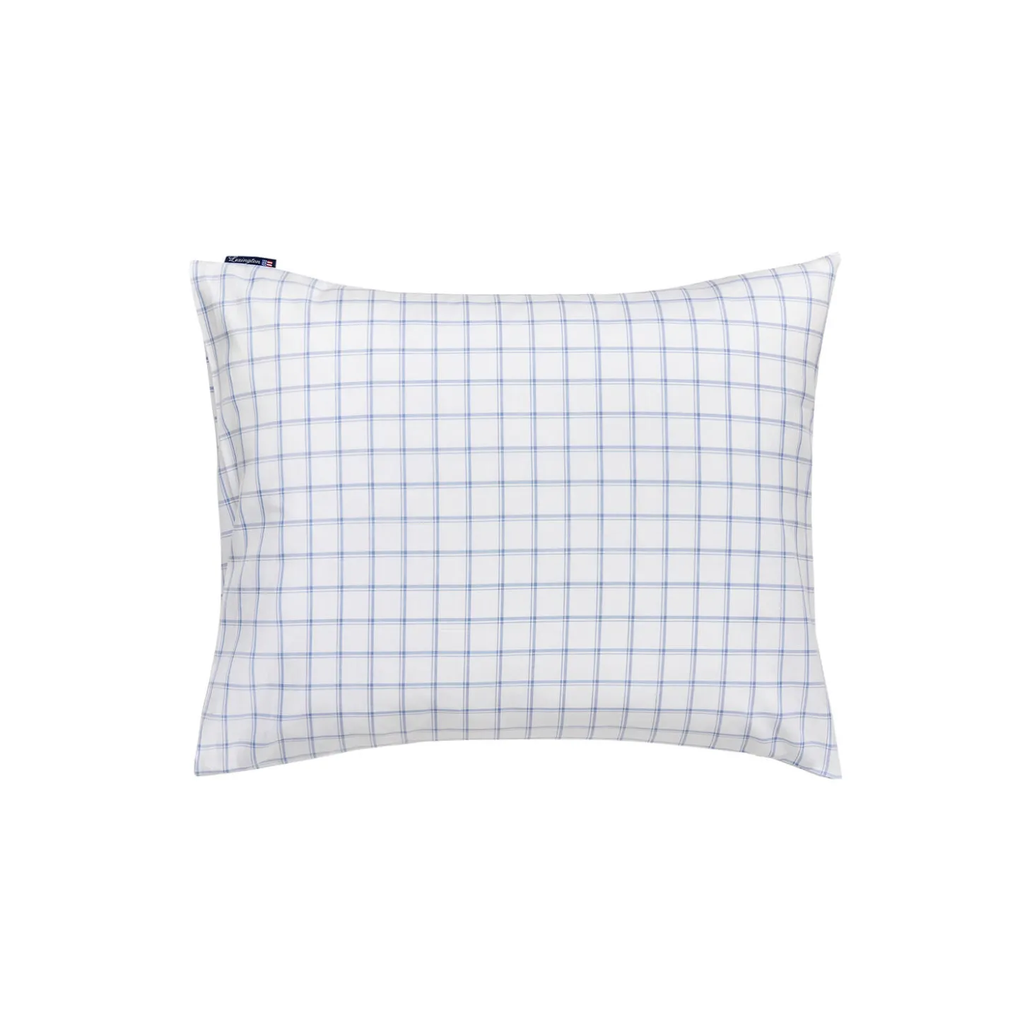 White/Blue Check Lyocell/Cotton Oxford Pillowcase, white/blue