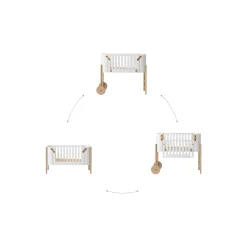 Wood co-sleeper inkl. ombyg til bænk, hvid/eg