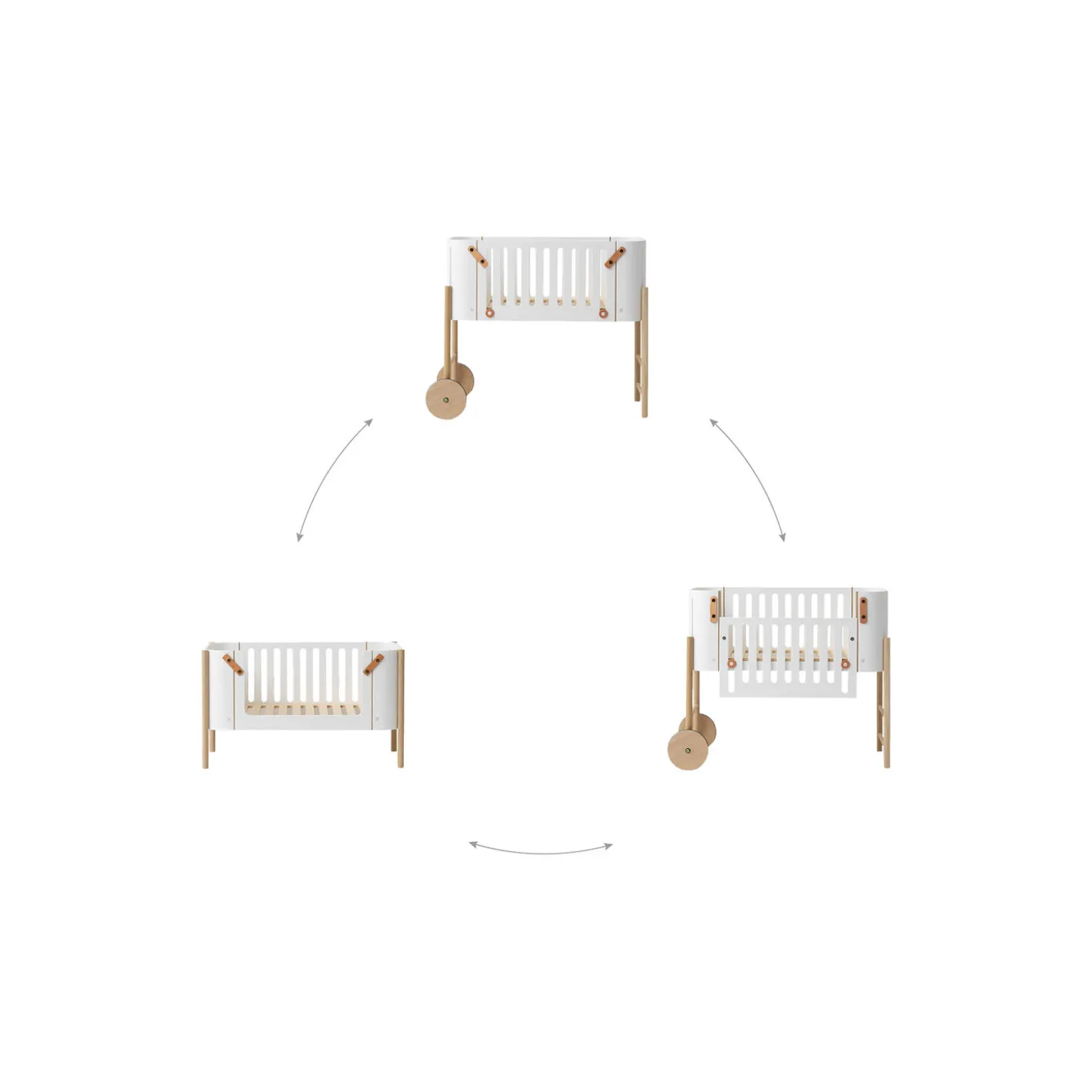 Wood co-sleeper inkl. ombyg til bænk, hvid/eg