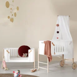 Wood co-sleeper inkl. ombyg til bænk, hvid/eg