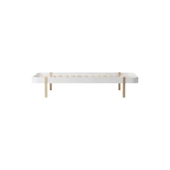 Wood lounger seng 90 cm, hvid/eg
