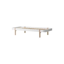 Wood lounger seng 90 cm, hvid/eg