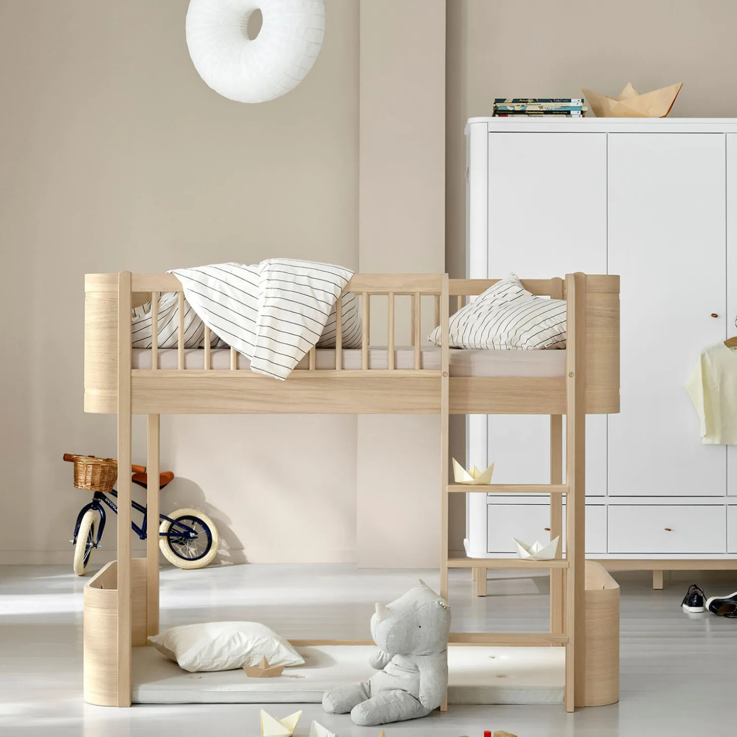 Wood Mini+ halvhøj seng 68x162 cm, eg